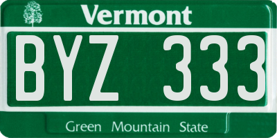 VT license plate BYZ333