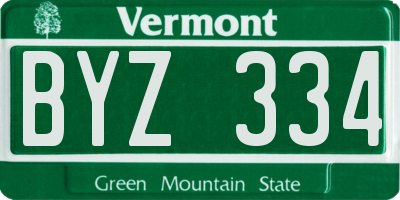 VT license plate BYZ334