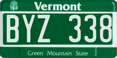 VT license plate BYZ338