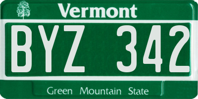 VT license plate BYZ342