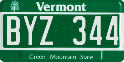 VT license plate BYZ344