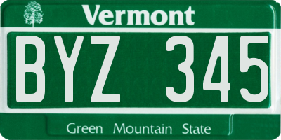 VT license plate BYZ345