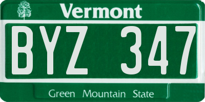 VT license plate BYZ347