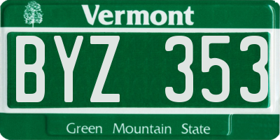 VT license plate BYZ353