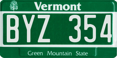 VT license plate BYZ354