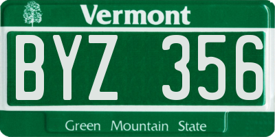 VT license plate BYZ356