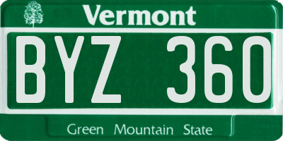 VT license plate BYZ360