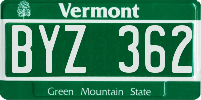 VT license plate BYZ362