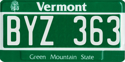 VT license plate BYZ363