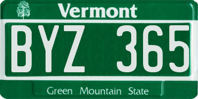 VT license plate BYZ365