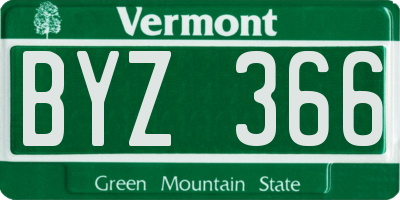VT license plate BYZ366