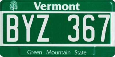 VT license plate BYZ367
