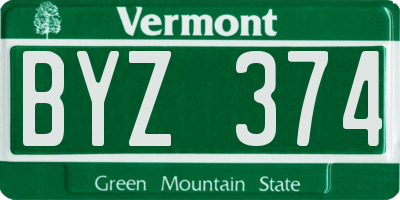 VT license plate BYZ374