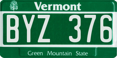 VT license plate BYZ376