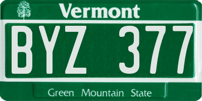 VT license plate BYZ377
