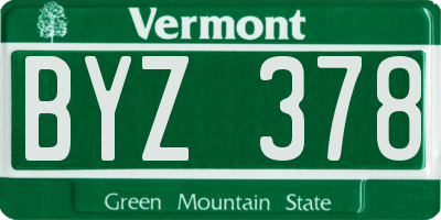VT license plate BYZ378