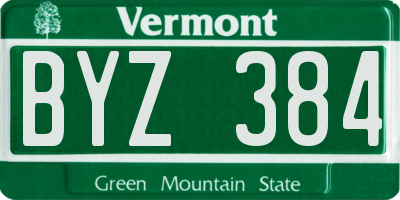 VT license plate BYZ384
