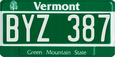 VT license plate BYZ387