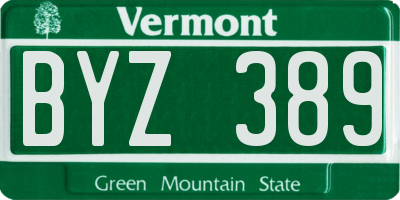 VT license plate BYZ389