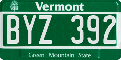 VT license plate BYZ392