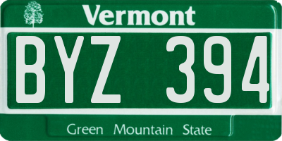 VT license plate BYZ394