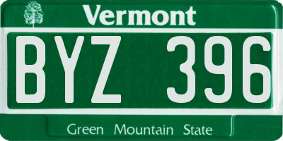 VT license plate BYZ396