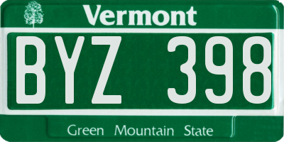 VT license plate BYZ398