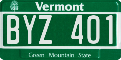 VT license plate BYZ401