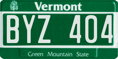 VT license plate BYZ404