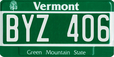 VT license plate BYZ406
