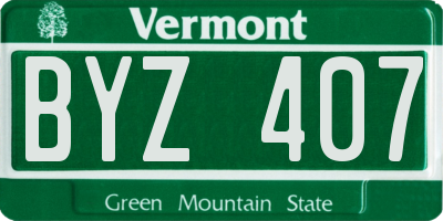 VT license plate BYZ407
