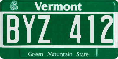 VT license plate BYZ412
