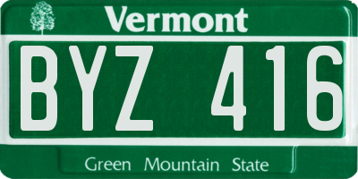 VT license plate BYZ416