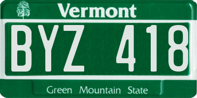 VT license plate BYZ418