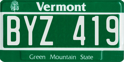 VT license plate BYZ419