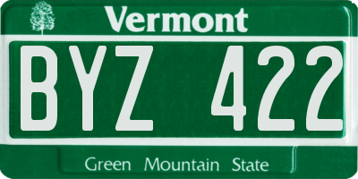 VT license plate BYZ422