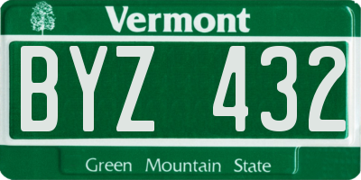 VT license plate BYZ432