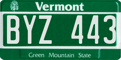 VT license plate BYZ443