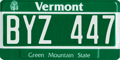 VT license plate BYZ447