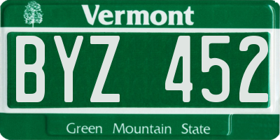 VT license plate BYZ452