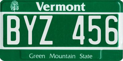 VT license plate BYZ456