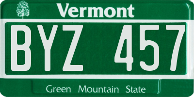 VT license plate BYZ457