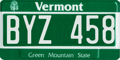 VT license plate BYZ458