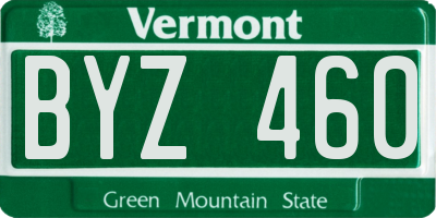 VT license plate BYZ460