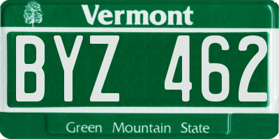 VT license plate BYZ462