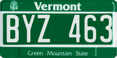 VT license plate BYZ463
