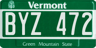 VT license plate BYZ472