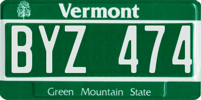 VT license plate BYZ474