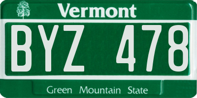 VT license plate BYZ478