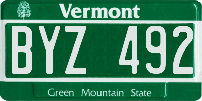 VT license plate BYZ492
